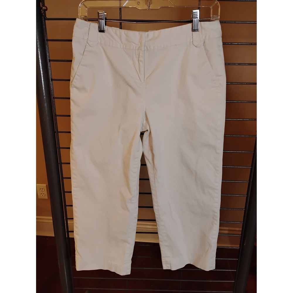 Apostrophe Naomi Womens White Cropped Capri Pants Size 4 Cotton Stretch